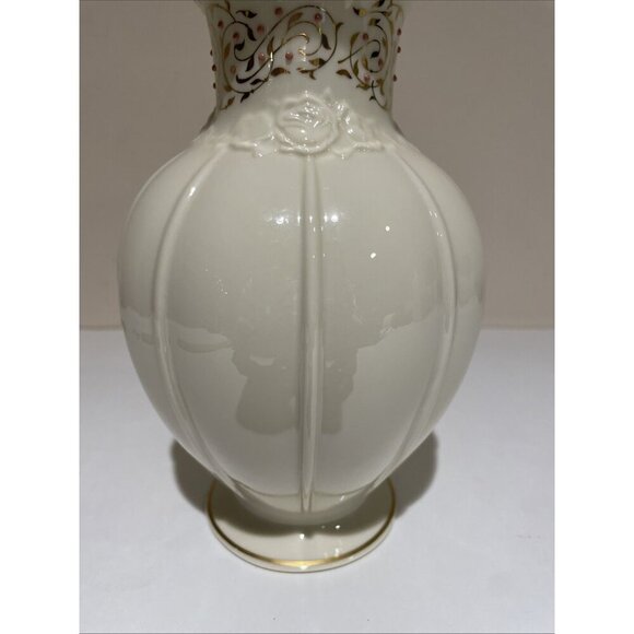 Vintage LENOX Rose Brocade Flared Vase Jeweled Collection 8 3/4" Textured USA - Picture 3 of 9